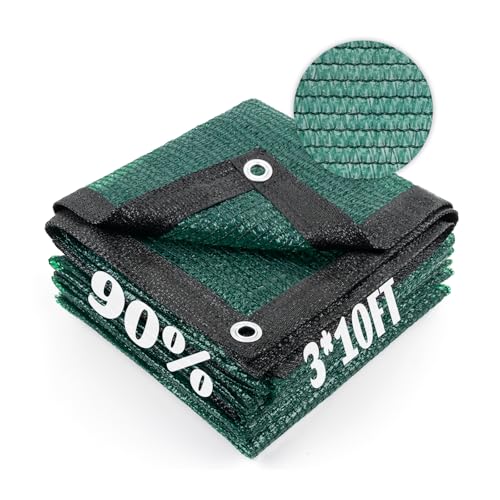 Sun Shade Cloth with Grommets for Garden (3FTx10FT / 90% Shade-Dark Green)