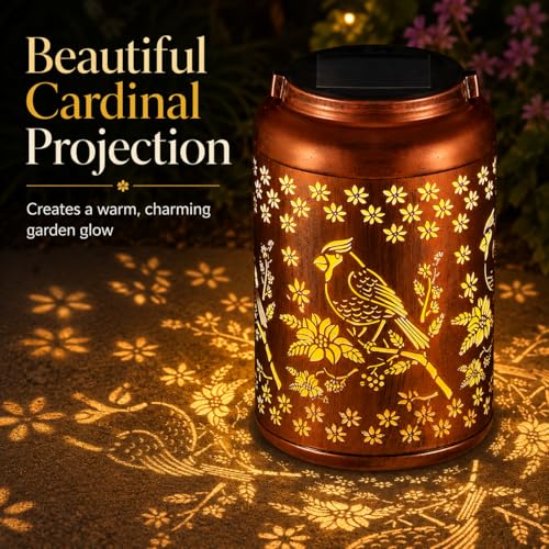 Solar Lanterns Outdoor Waterproof Garden Decor Gifts for Women Mom Grandma (C-Red Bird 1PC)