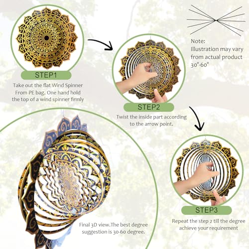 Wind Spinner Mandala Rich Gold‌ (12in / 009-0gold)