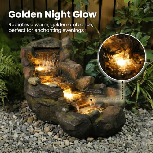42L Realistic Rock Outdoor Water Fountain with 5Tiers (42" L)
