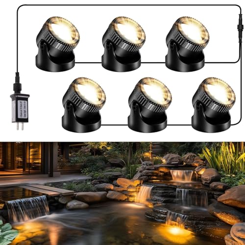 LED Underwater Pond Lights 6 (6 Warm White Lights-Corded Electric)