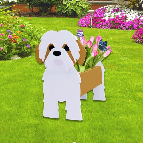 Brown Shih Tzu Dog Planter Pots