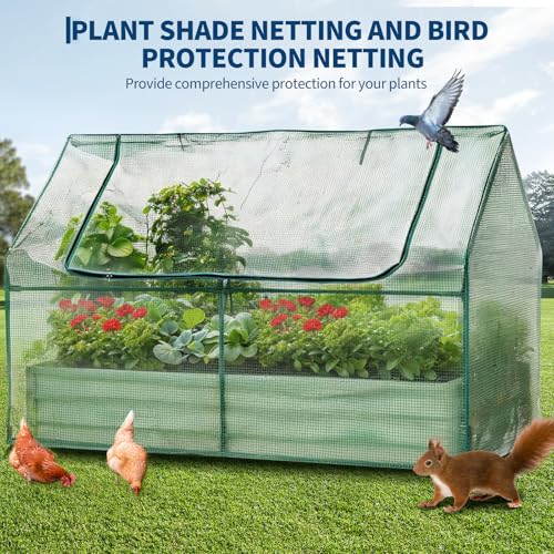 6x3x1 FT Raised Garden Bed with PE Cover & Self (Beige W/ Pe Cover / 6x3x1 ft)