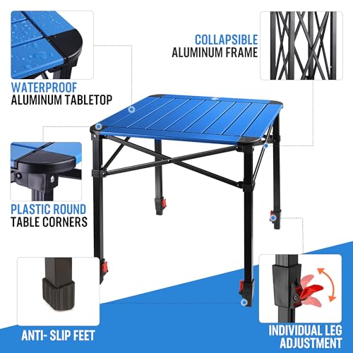 Folding Camping Square Table (Blue / Medium)