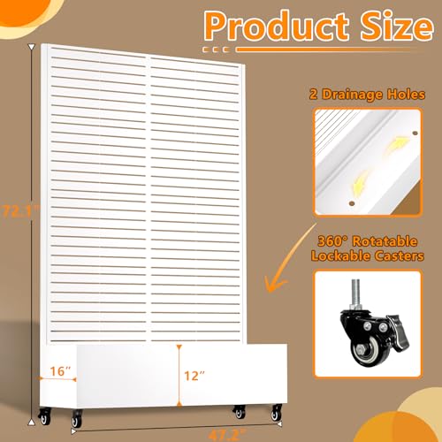 Metal Planter Box with Trellis (White-Louvered / With Planter Box)