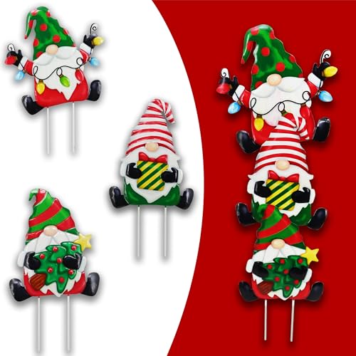 3 Pack Metal Christmas Yard Signs Decor for Multiple Stacked (Dwarf Christmas Tree)