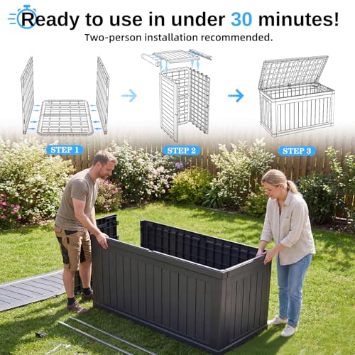 320 Gallon Outdoor Storage Deck Box (Black / 320 Gallon)