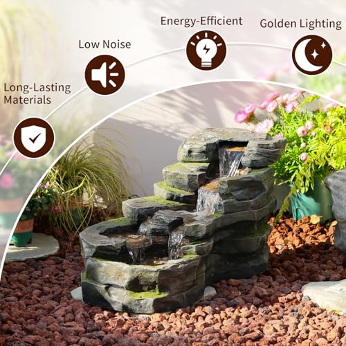 Garden Water Fountain Outdoor Feature (Gray / 31" L)