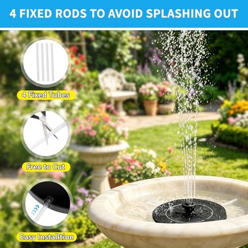 3.5W Solar Powered Water Fountain for Bird Bath Water Pump with 6 Nozzles (3.5w Solar Water Fountain)