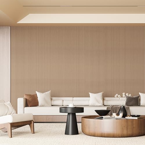 108 x 5.7 in Fluted Wood Wall Paneling for Home Decor (8Pcs-108 x 5.7 Inch / Beaded Ashtree)