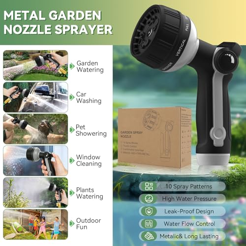 Garden Hose Nozzle Heavy Duty (Black+Grey)