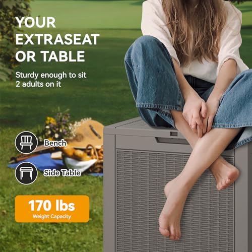 33 Gallon Outdoor Storage Box Waterproof Deck Box for Patio (Grey / 33 Gallon)