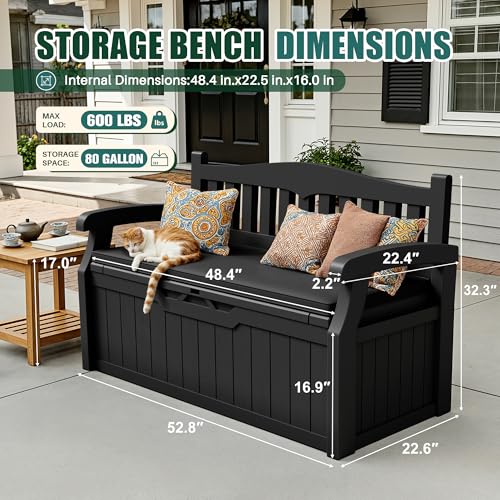 80 Gallon Storage Bench with Cushion (Black / 80 Gallon with Cushion)