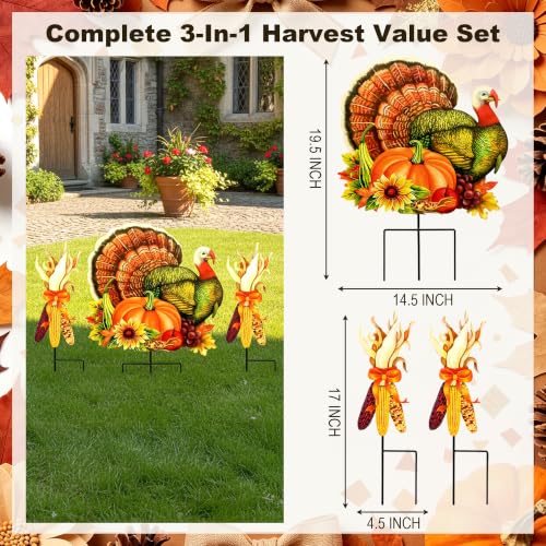 Thanksgiving Turkey Garden Stake (Turkey, Corn, and Pumpkin)