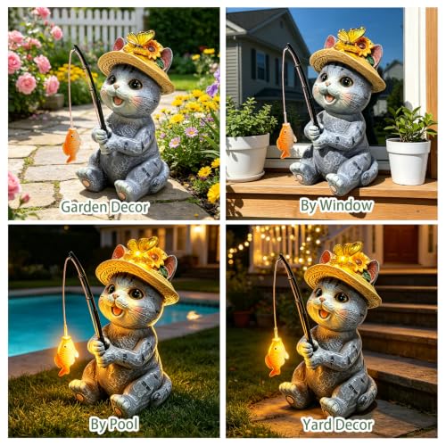 Solar Garden Cat Statues (Cat)