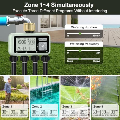 Watering Timer 4 Zone with with Brass Inlet (4 Outlets with Brass Inlet)