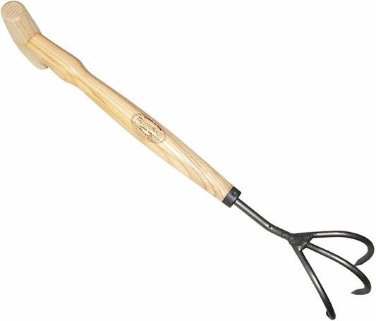 DeWit 3-Tine Cultivator with P-Grip Handle, Works as Garden Hoe and Tiller