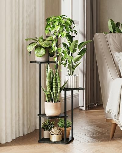 Tall Plant Stand Indoor 5 Tier Plant Shelf for Multiple Plants (Dark Brown 5 Tier)