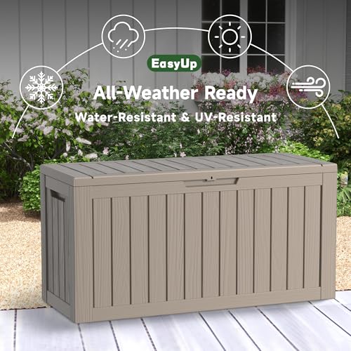 150 Gal Deck Box Waterproof Outdoor Storage Box Gray (Grey / 150 Gallon)