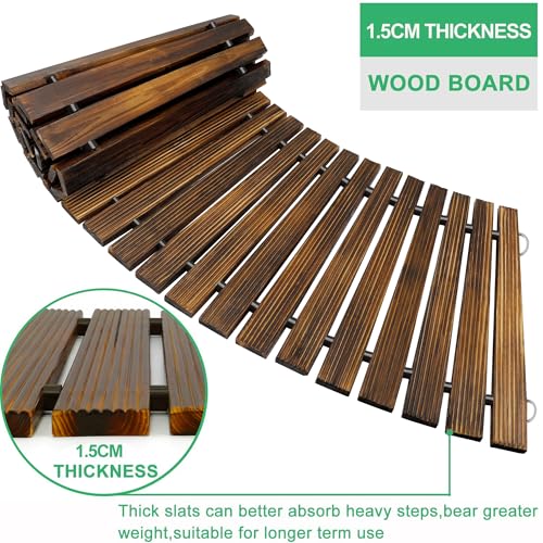 7' Wooden Garden Pathway (7ft (L) x 22in (W) / Brown-curved)