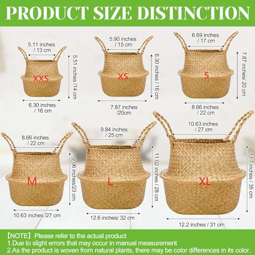 4 Pcs Woven Seagrass Baskets Belly Basket (4 Count)