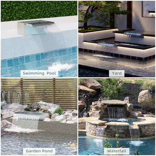 Pond Waterfall Stainless Steel Pond Spillway Color for Ponds 9.06" (9.06 inch Stainless Steel(New model))