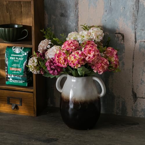 White Grad Ceramic Vase with Handles (White Grad)