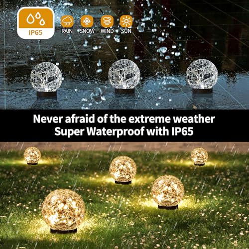 Solar Globe Lights Outdoor Waterproof (Warm White / 6 Globes)