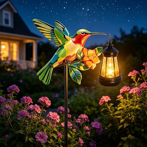 2 Pack Hummingbird Solar Garden lights Outdoor Waterproof
