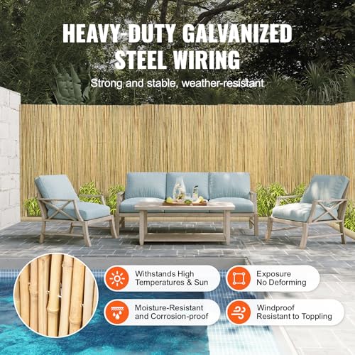 Natural Rolled Bamboo Fence (Rolled Fence / 6Ftx8Ft)