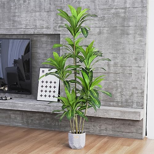 Artificial Plants 6Ft Dracaena Fragrans Faux Trees with 8 Heads Fake Tree for Home Decor Indoor or Outdoor Office Decoration Housewarming Gift (8 Count)