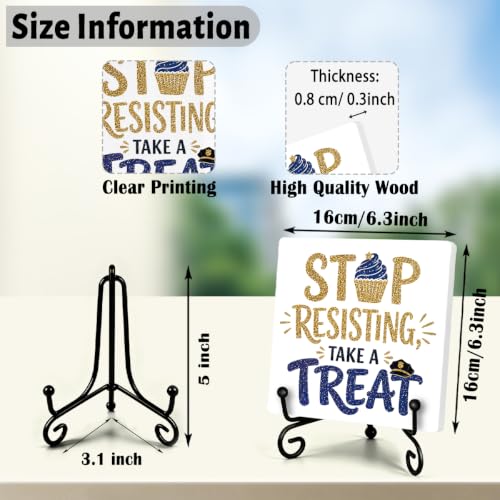Police Officer Gift for Home Office Book Shelf Table Decor 6.3x6.3 In (Multicolor 1730 / Wooden sign with iron frame（6.3 x 6.3 inches）)
