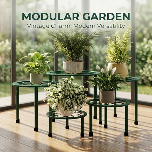Metal Plant Stand Indoor Outdoor (Green)