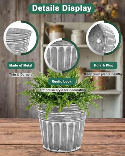 5 Inch Galvanized Bucket Planters (6 Count)