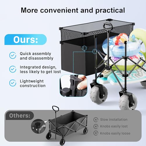 Beach Wagon with Big Wheels for Sand (Black / 380L)