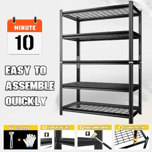 72''H Garage Shelving 3500LBS Capacity Heavy Duty Storage Shelves (5-Tier Wire 48''Wx24''Dx72''H)