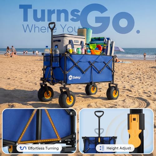 Heavy Duty Beach Wagon with 9" Big Sand (Blue&black)