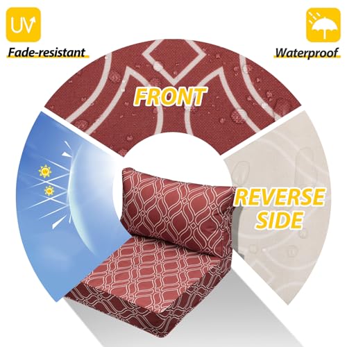 Outdoor Chair Cushions (Clay Red Vine Trellis / 24"x24"x5" / 24"x13.5")