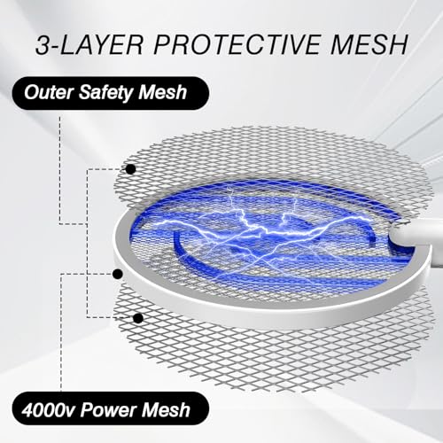 Electric Fly swatter Rechargeable (White-1Pcs)