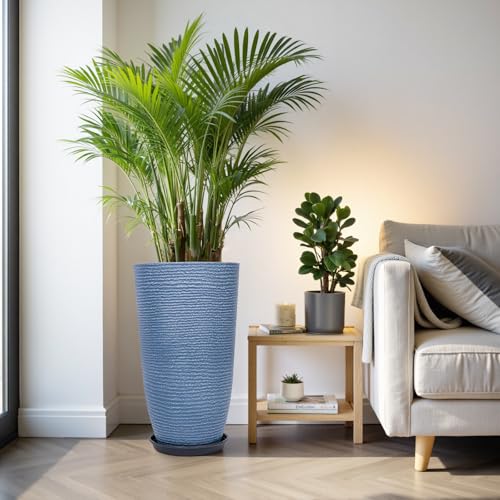 Set of 2 9 Gallon Tall Large planters for Outdoor (Sky Blue / 21IN)