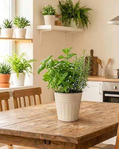 5 Inch Galvanized Bucket Planters (Beige / 5 inch)