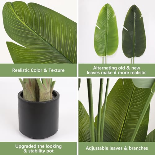 Large Artificial Trees 7.2Ft Silk Bird of Paradise Big Tall Fake Plants Faux Green Silk Floor Potted Plants for Home Living Room Office Decor Indoor Outdoor… (7ft 2in)
