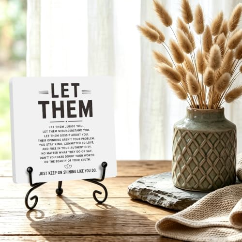 Motivational Let Them for Home Office Book Shelf Table Decor 6.3x6.3 Inch (Multicolor 1699 / Wooden sign with iron frame（6.3 x 6.3 inches）)