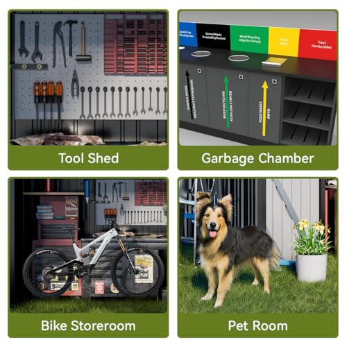 Outdoor Storage Shed Metal Garden Tool House Lockable (Gray / 6'*4')