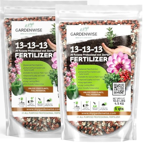 13-13-13 Slow Release Granular Fertilizer – All Purpose Plant Food 13 13 13 for Outdoor Grass, Vegetables, Roses, Flowers, Shrubs, Trees. Lawns, Gardens, Potted Plants (20 quarts) (640 Ounce)