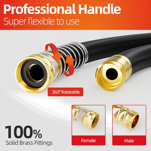 Garden Water Hose 200 ft x 3 (3/4" Black / 200FT)