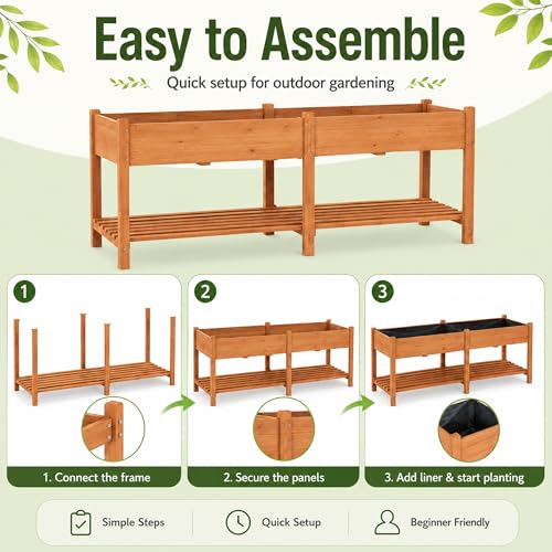 72 in Raised Garden Beds Outdoor Fir Wood Planters for Outdoor Plants (Brown / W72X D23.5X H30in)