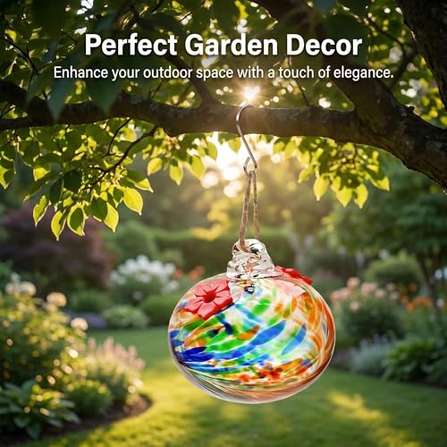 3in Glass Hummingbird Feeder Hanging Feeder with 2 Feeding Port for Outside (F)