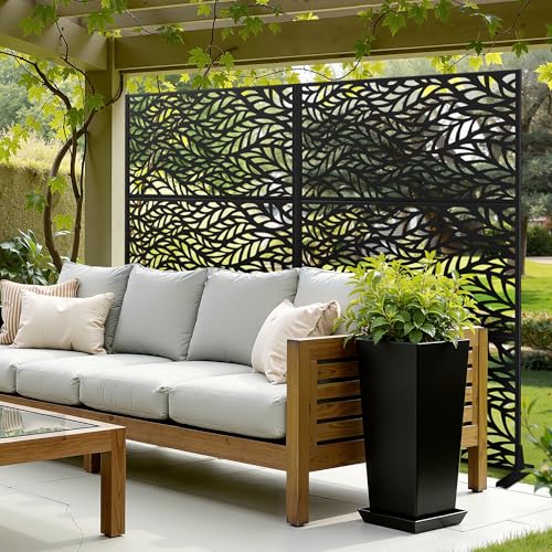 Metal Outdoor Privacy Screen (71"H×47"W / Black Spring)