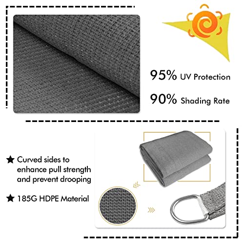 6'X24' Sun Shade Sail Dark Gray Curved Rectangle Customizable